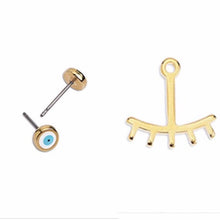 Load image into Gallery viewer, Brass evil eye earrings NF with titanium pin and 24k gold plated
