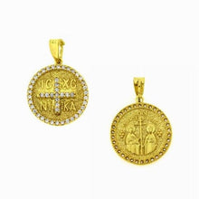 Load image into Gallery viewer, 925 Sterling silver  Saint Helen &amp; Constantine charm with 24k gold plated ,Orthodox &amp;  Byzantine
