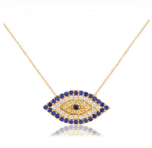 925 sterling silver evil eye necklace with 24K gold plated  2.20cm-1.20cm