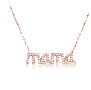 925 sterling silver mama necklace with 24K gold plated, charm mama 2.40cm-0.50cm