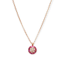 Load image into Gallery viewer, 18K Solid rose Gold pendant,18k charm rose gold with Diamond and Pink Sapphire,18k solid rose gold chain,18k solid Rose Gold necklace
