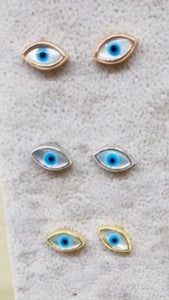 925 sterling silver Evil eye earrings with mother of pearl and 24k gold plated