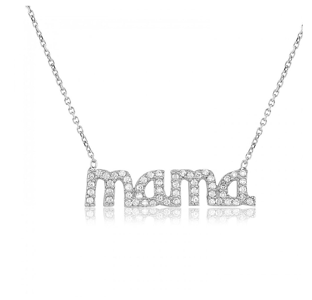 925 sterling silver mama necklace with 24K gold plated, charm mama 2.40cm-0.50cm