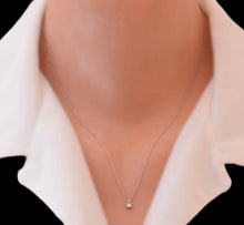 Load image into Gallery viewer, 18k solid white Gold Necklace Princess diamond and 18k gold chain
