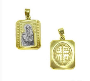 925 Sterling Silver Saint Stylianos & Konstantinato charm with 24k gold plated 1.90cm-1.50cm
