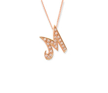 Load image into Gallery viewer, 18K Solid rose Gold pendant,18k charm rose gold with Diamonds
