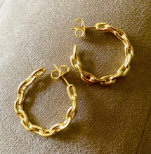 Load image into Gallery viewer, 925 sterling silver hoops earrings with 24k gold plated 2.8cm
