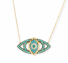 Load image into Gallery viewer, 925 sterling silver evil eye necklace with 24k rose gold plated
