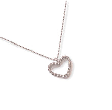 Load image into Gallery viewer, 18k solid white Gold Heart Necklace with diamonds brilliant cut
