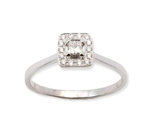 18K solid white gold Ring with Diamonds Princess cut, brilliant cut Ring ,solitaire, engagement ring
