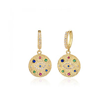 Load image into Gallery viewer, 925 sterling silver hoops evil eye earring with 24k gold plated and zirconia 2,80cm-1,40cm
