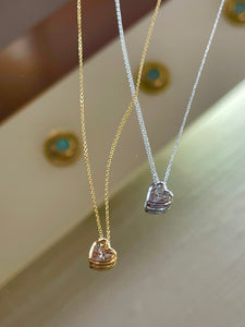 925 sterling silver heart necklace with zircon  and 24k gold plated