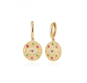 925 sterling silver hoops evil eye earring with 24k gold plated 3cm-1,50cm