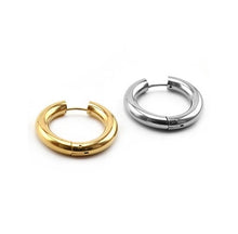Load image into Gallery viewer, Stainless Steel Hoops Earrings waterproof with 24K Gold Plated  Or 24K White Gold Plated
