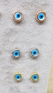 925 sterling silver Evil eye earrings with mother of pearl and 24k gold plated