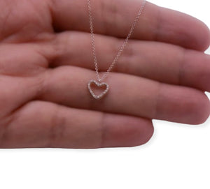 18k solid white Gold Heart Necklace with diamonds brilliant cut