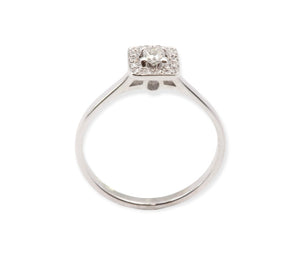 18K solid white gold Ring with Diamonds Princess cut, brilliant cut Ring ,solitaire, engagement ring
