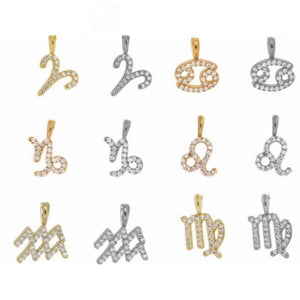 925 sterling silver zodiac pendant with 24k gold plated, zodiac necklace ,charm zodiac