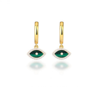 925 sterling  silver hoops evil eye earring with 24k gold plated 2,50cm-1,50cm