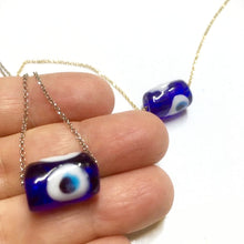 Load image into Gallery viewer, 925 sterling silver chain with 24k gold plated and  Murano evil eye charm
